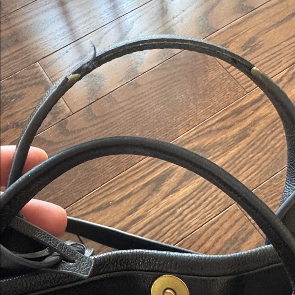 Fossil Black Leather Tote with Gold Accents - Picture 2 of 4
